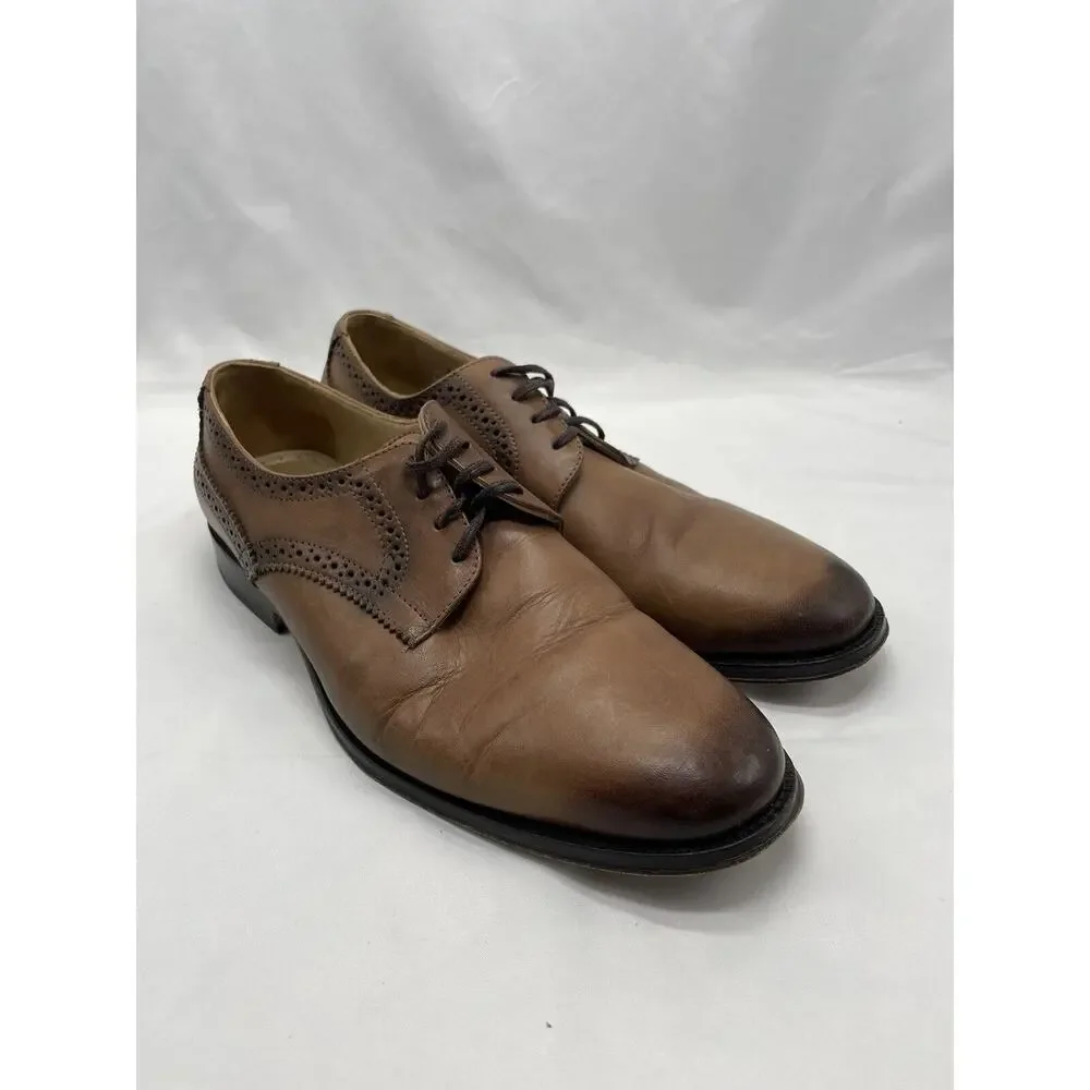 Martin Dingman Oxford Mens Size 9D Dress‎ Shoes Brown Burnished Leather Cap Toe